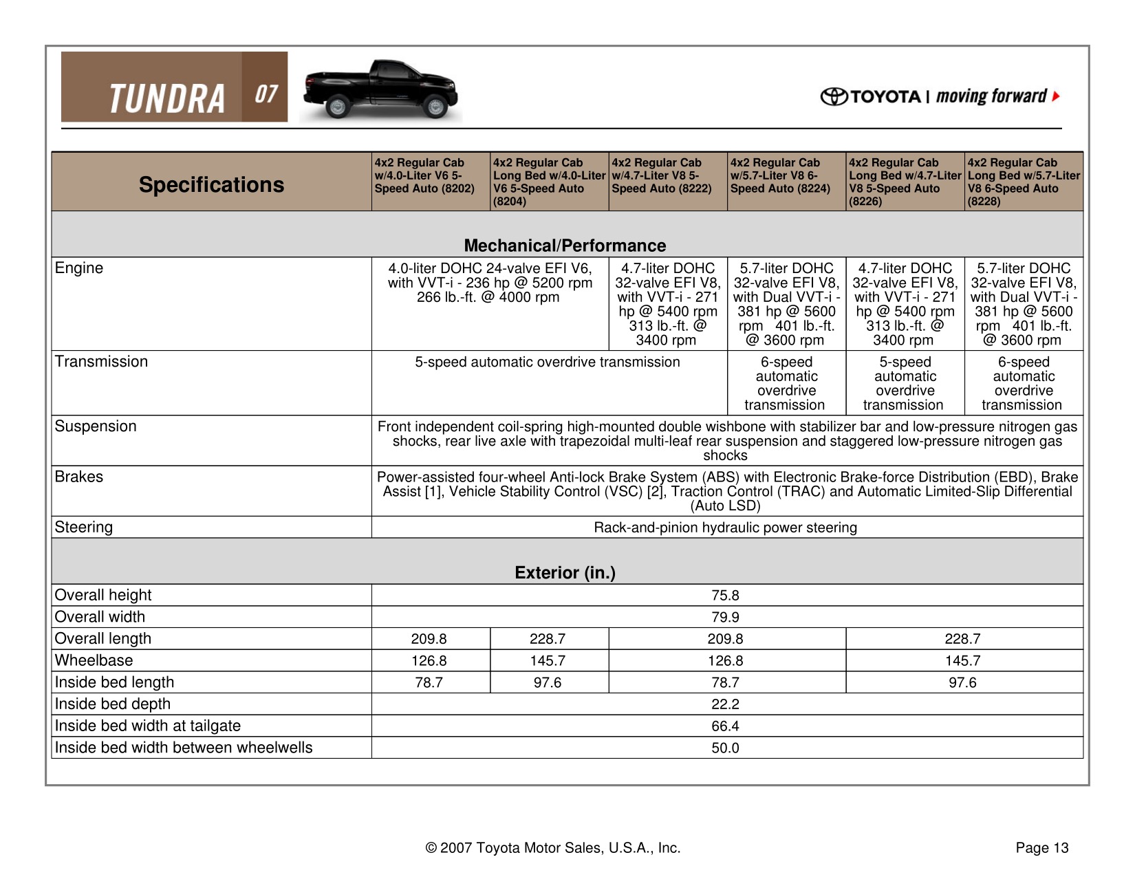2007 Toyota Tundra RC 4x2 Brochure Page 3